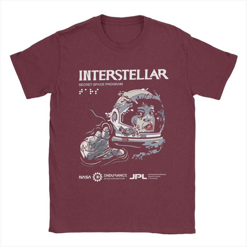 Men Interstellar Wormhole Handshake T Shirt Pure Cotton Tops Vintage Short Sleeve Round Neck Tees Graphic T-Shirt