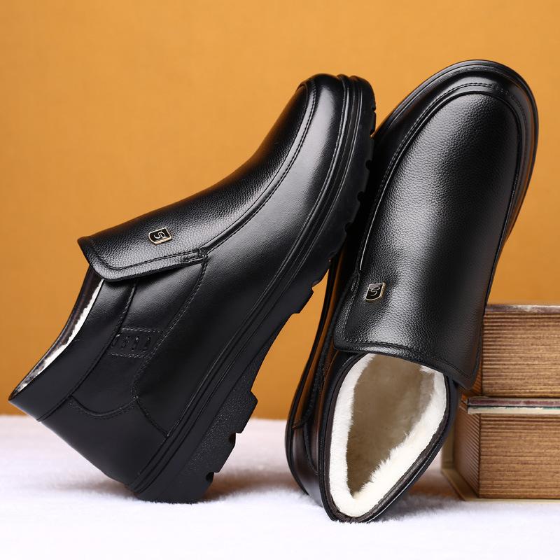Casual men's shoes winter velvet business cotton shoes shoes warm leather soft-soled cotton shoes