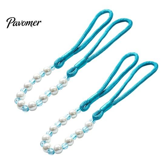 Non-damaging Curtain Holders 2Pcs Tiebacks with Pearls, Handmade Decorative Holdbacks Rope, Outdoor Farmhouse Elegant Tie Backs for Curtains,