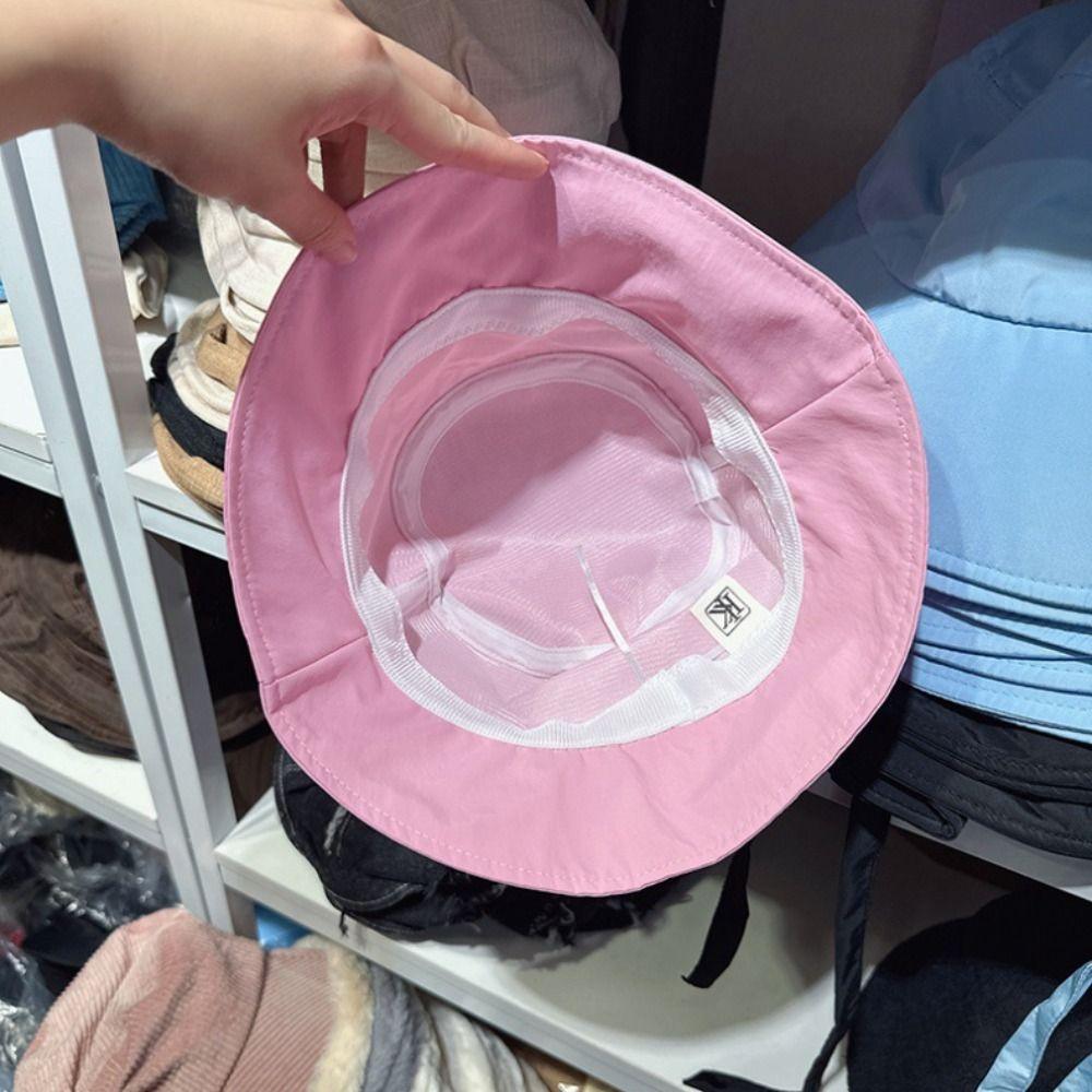 Solid Color Bow Bucket Hat Sunscreen Canvas Basin Hat Travel Bowknot Fisherman Hat  Famale