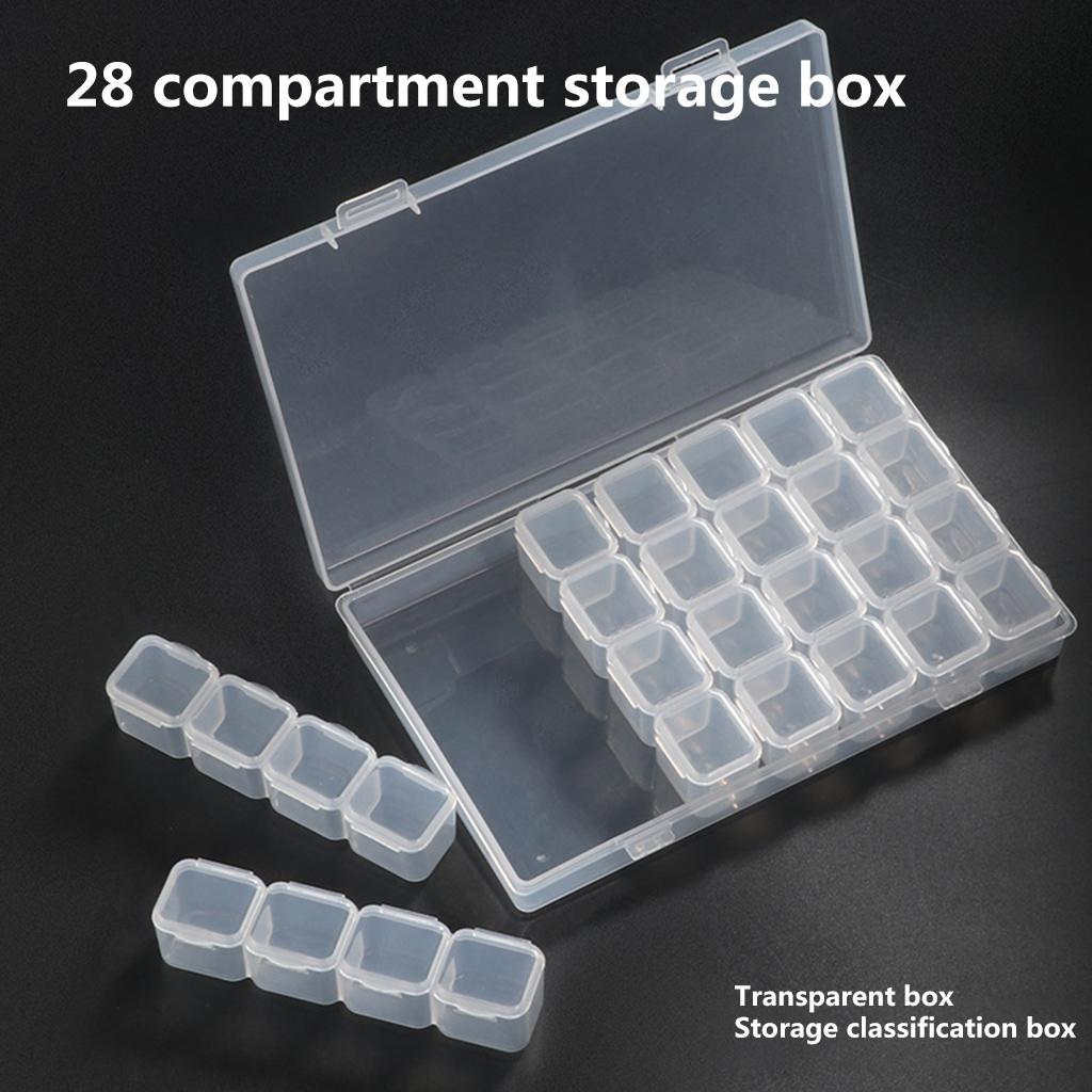 Jewelry Organizer Clear Bead Container 28 Compartments Removable Storage Box