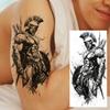 1 Vel Cool Krijger Gladiator Tijdelijke Tatoeages Voor Mannen Vrouwen Realistisch Wolf Leeuw Waterdicht Nep Tatoeage Lichaam Arm Kunst Sticker