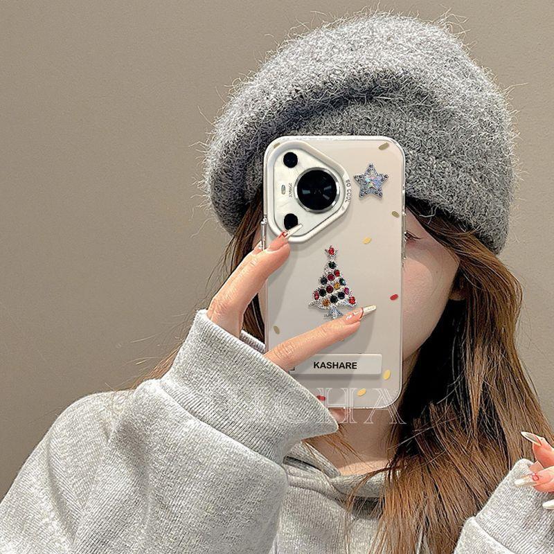 Applicable Huawei pura80pro mobile phone case premium sense cute HUAWEIpura70 Christmas tree stars