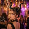 Rutschfester Haarreif für Geheime Räume Teufelshorn-Stirnband, Halloween Schwarze Dämonenhand Dekorative Kopfbedeckungen Kostüme Stock Foto-Shooting, Cosplay,