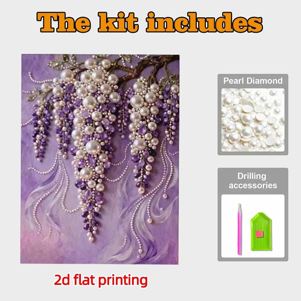 DIY Malování s perličkami levandule pro výzdobu domácí stěny Obrazy s perličkami a drahokamy Umělecká řemesla pro dospělé/začátečníky Nápad na dárek Domácí dekorace Bez rámu