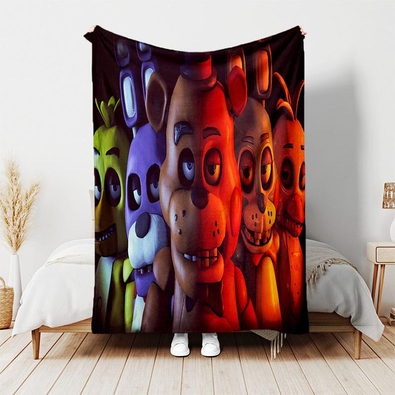 Cartoon Five Nights at Freddys printed throw blanket—lightweight,soft,warm;versatile blanket all seasons—perfect air-conditioning throw,nap blanket