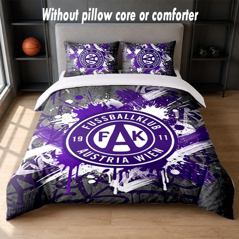 Austria Wien FC Design Bett Bettwäsche Set 1 Bettbezug + 2 Kissenbezüge Weich Atmungsaktiv Haushalt Bettwäsche
