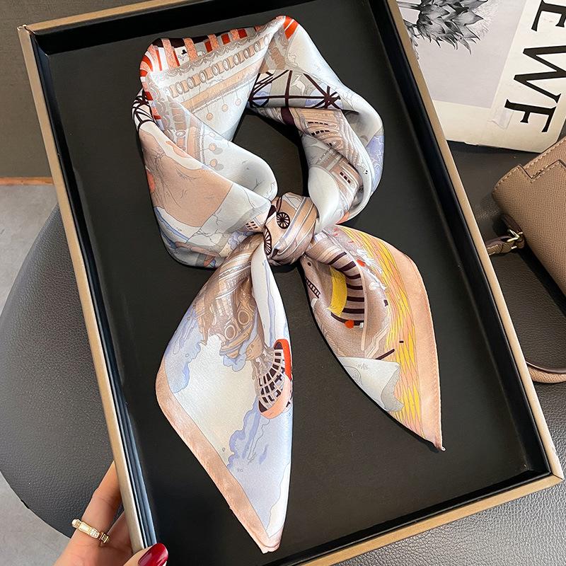 Europäischer und Amerikanischer Stil Modisches Seidentuch Seiden Chinesisches Quadratisches Tuch Vielseitiges Trendiges Kleines Tuch Schal Sommer
