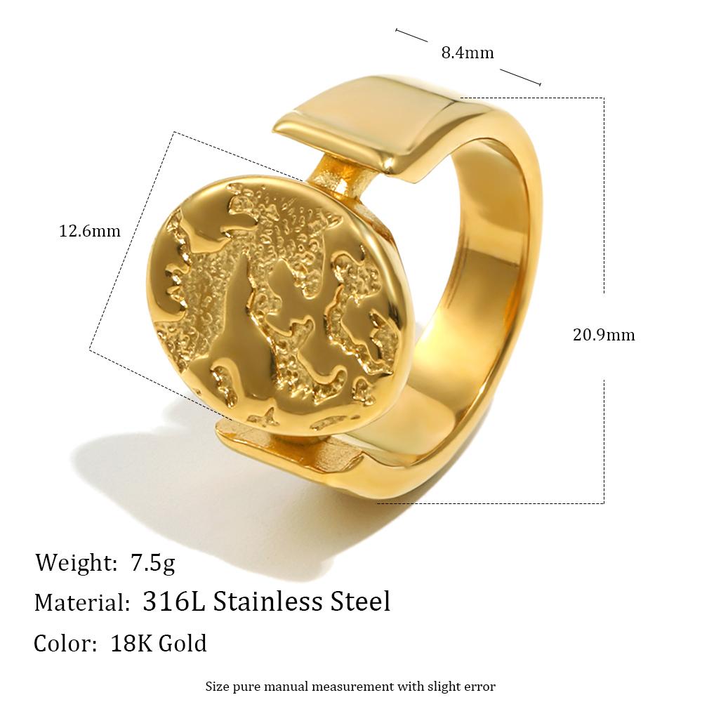 

MamacitaSlay 316L Stainless Steel Mixed Color Planet Relief Oval Ring 18K Gold Plated Waterproof Jewelry Women s Unique Ring 6 золотой