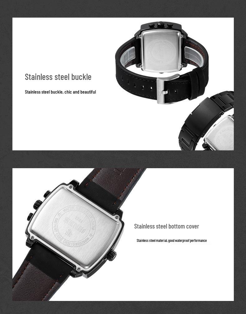Shikemei Men's Multi-Time Zone Luminous Waterproof Dual-Movement Watch