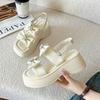 Platform sandals women's outer wear summer new one-word buckle with muffin versatile fashion beach cool slippers
