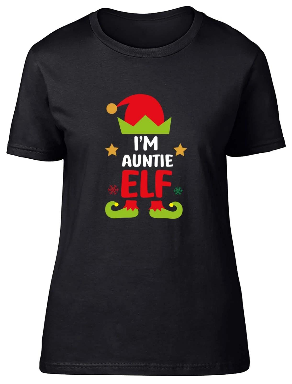 I m The Auntie Elf Christmas Xmas Fitted Womens Ladies T Shirt Gift L