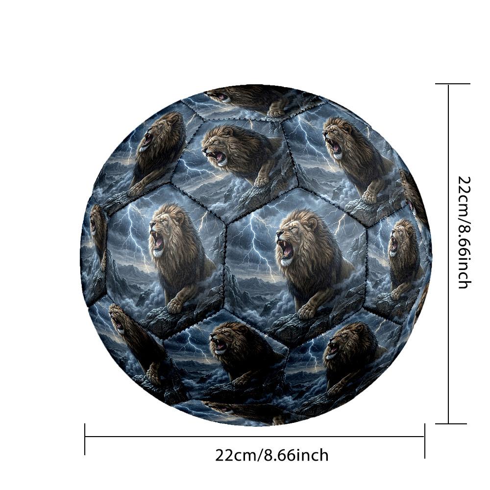1pc Lion Storm Theme Soccer Ball Football, Size 5, Lightweight PVC, Durable Outdoor Training Soccer Ball, Gift M6143