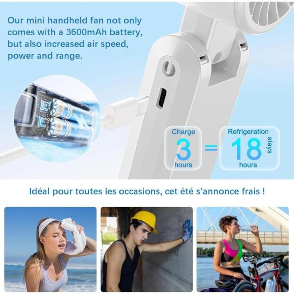 Mini Fan - Portable Fan - Cooling Function - 3600 mA, LED Display, 1-199 Speeds, Neck Fan - Ideal for Travel less