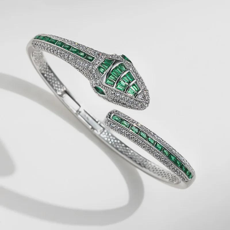 Dilixue Fashionable Green Zircon Snake Bracelet - Zodiac-Themed Gift