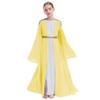 Girls Ancient Greek Roman Cosplay Costume Long Sleeve Golden Embroidery Dress Tulle Patchwork Halloween Gown