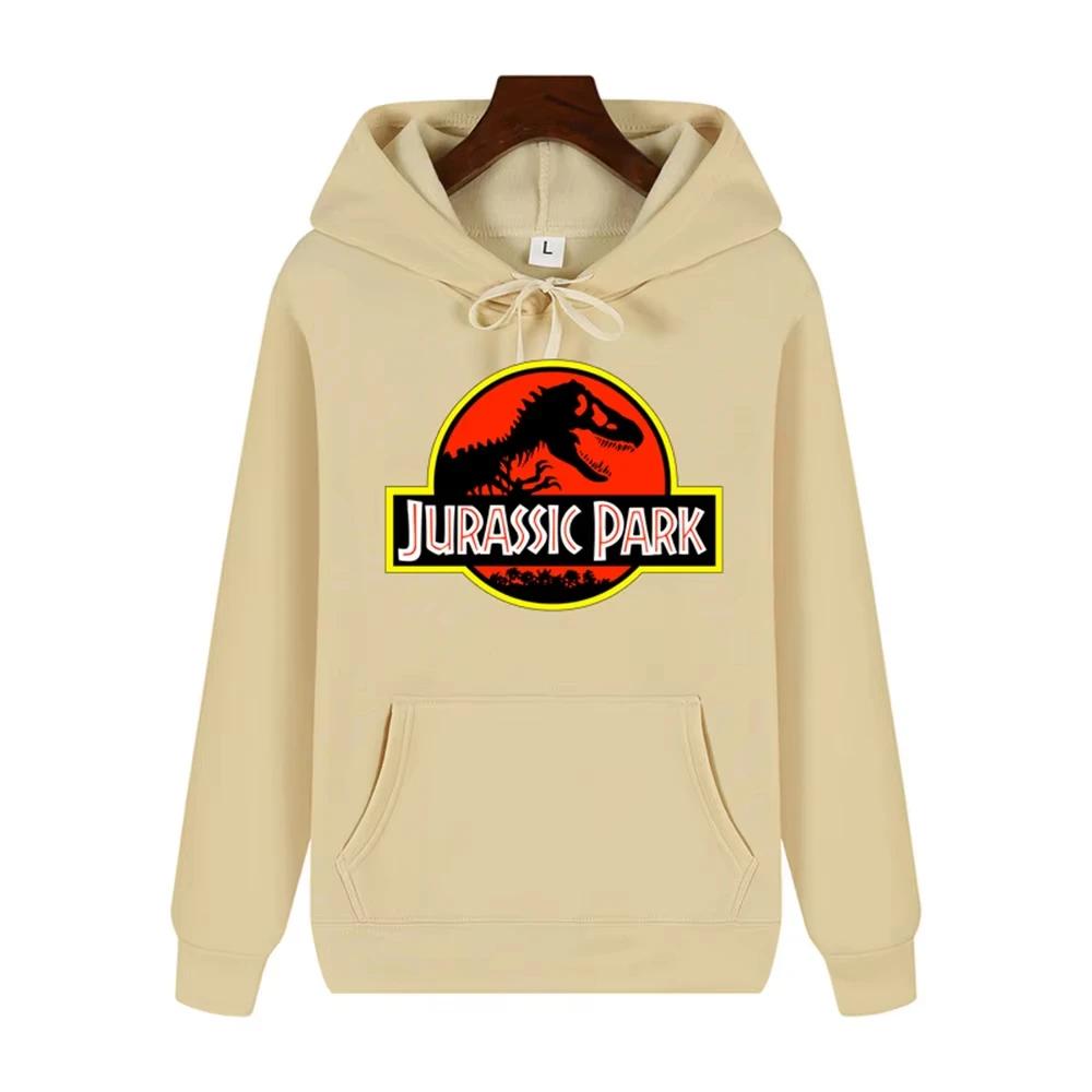 2025 Men's High-end Quality Jurassic Park Pattern Print Autumn Winter Thick Warm Outdoor Hooded Hoodie Harajuku Leisure Fashion