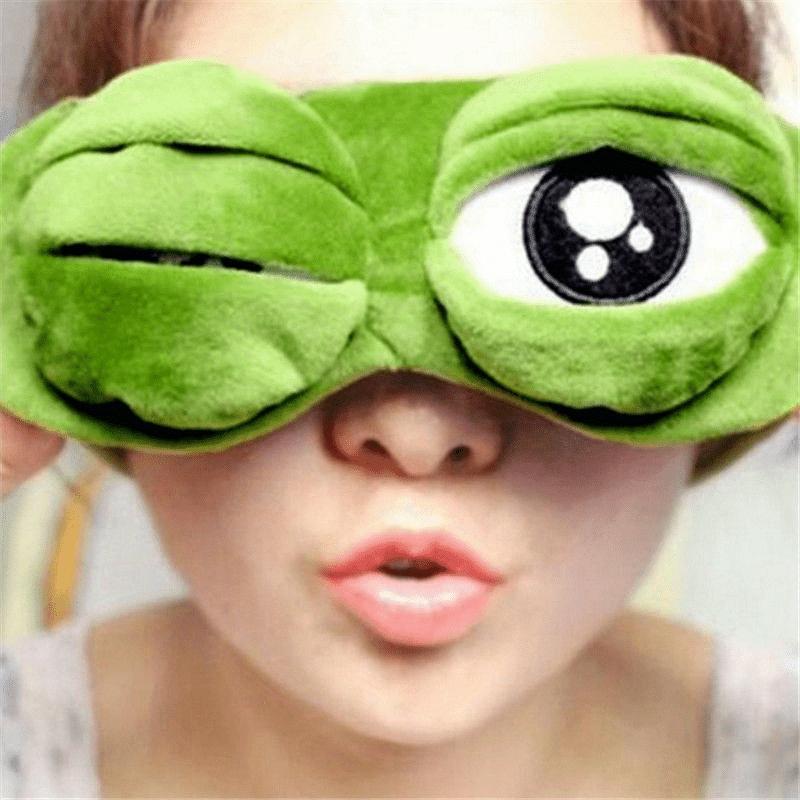 1pc/2pcs/3pcs Green Frog Cartoon Cute Eye Mask Sad 3D Eye Mask Sleeping Rest Sleeping Fun Adult Unisex Gift