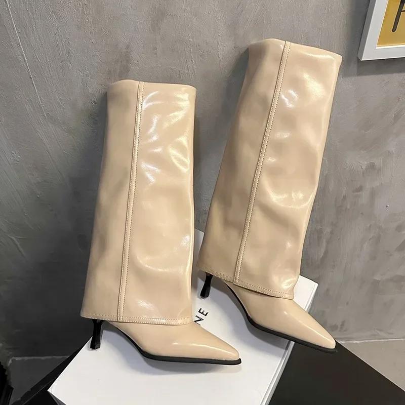 New Western Cowboy Boots Women Fashion Slip-On Long Pipe Boots Female Sexy Thin High Heel Trend Knee High Botas