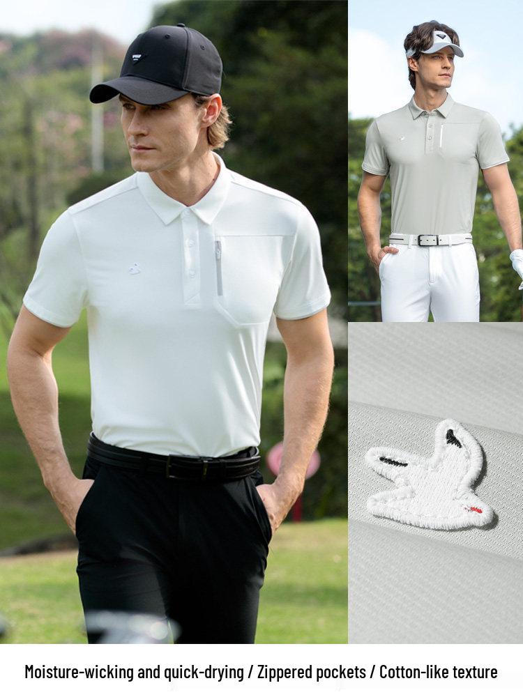PGM2026 Men's Quick-Dry Golf Polo Shirt - Short Sleeve, Summer, Elastic Fabric, Lapel Design