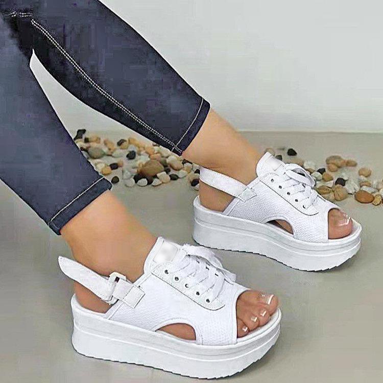 Модные женские босоножки на плоской подошве с открытым носком, повседневные босоножки на платформе, удобные дизайнерские босоножки на высоком каблуке для женщин, Zapatos De Mujer 43 белый