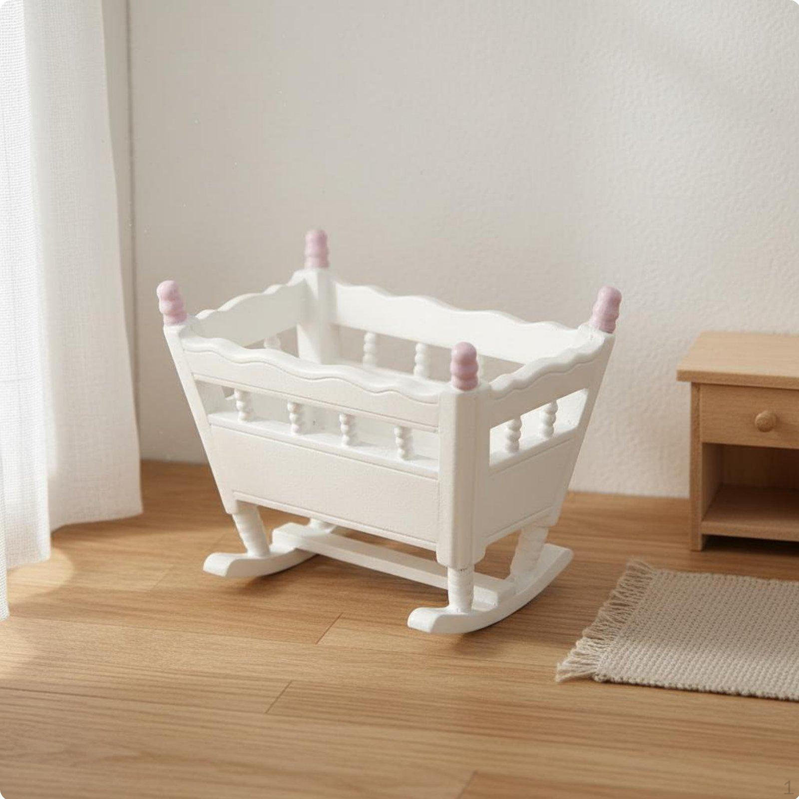 Dollhouse Infant Cradle Realistic Design Miniature High Detail Rocking Crib