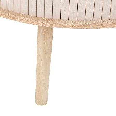 Nysos Round Beige Coffee Table With Sliding Doors Japandi