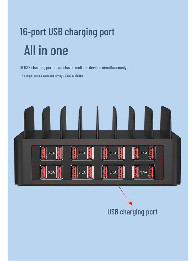 16-Port High Power USB Charging Dock Stand (150W) for Mobile Devices