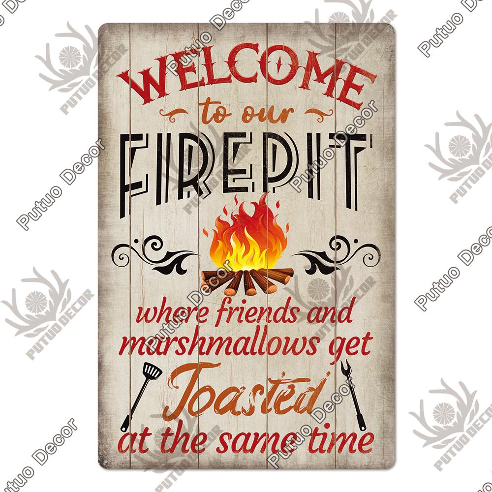 Putuo Decor BBQ Metal Sign Tin Plaque Vintage Metal Signs Iron Painting for Barbecue Bar Pub Kitchen Party Zone Wall Decor