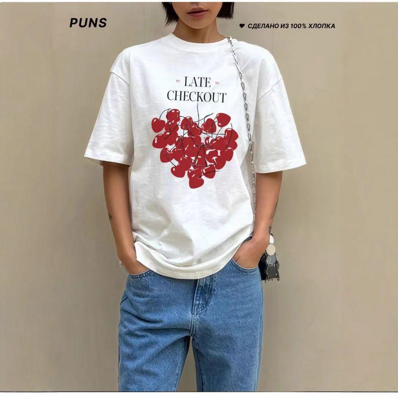 Western Style Fashion Casual Loose Print Short Sleeve Cotton T-shirt Top Loose Printed T-shirt Top