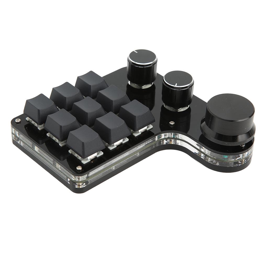 Mini Gaming Keypad 3 Knobs RGB Backlit Blue Switch Programmable 9 Key Keypad for Music Office Media