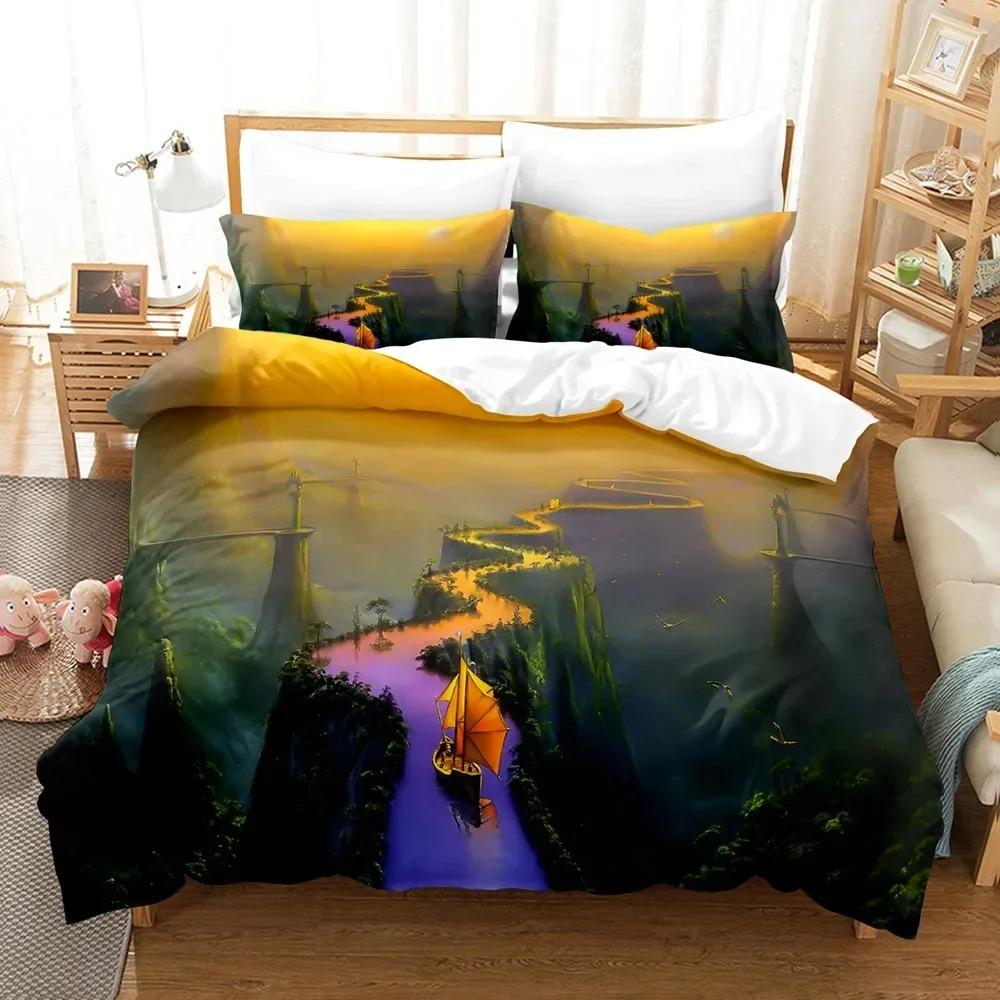 3D printed Fantasy witch dragon Alien world Beding Set Down Comfortable Quilt Cover featuring Pilowcase Double Complete Quen King Beding