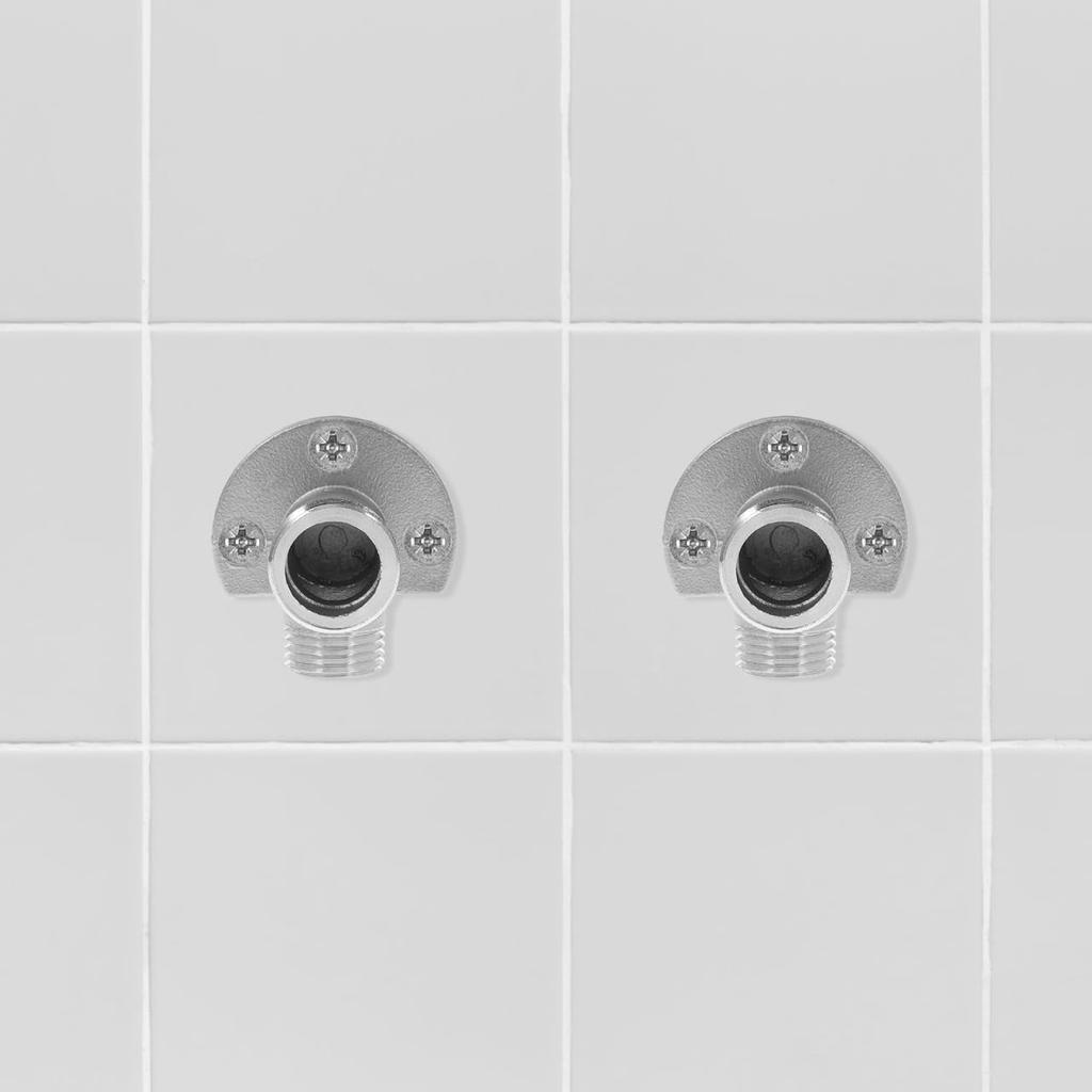 SUPVOX Wall Mount Shower Hose Connector, Stainless Steel Adapter for Bathroom Faucets, Diy Installation Kit for Exposed Shower Systems, Silver