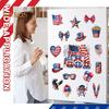 14/17/23/24Pcs USA Independence Day Refrigerator Magnet Waterproof PVC Patriotic 4th of July Festival Cartoon Magnetic Decoration Ornament