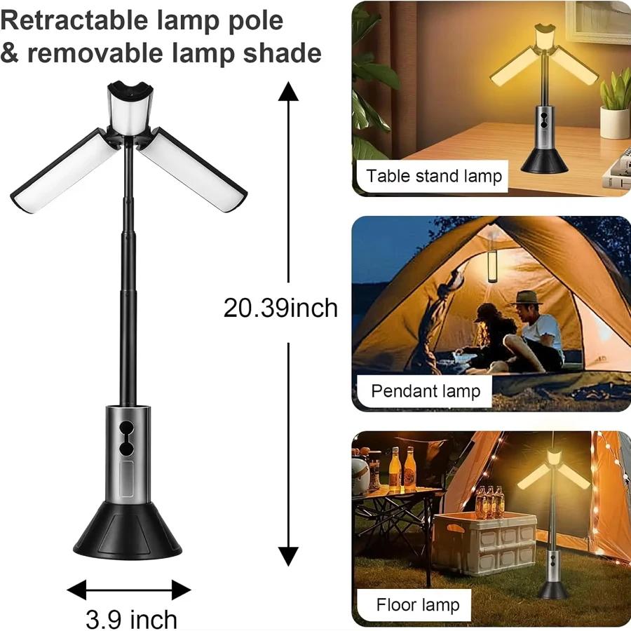 Rechargeable Camping Lantern Flashlight Work Light Multi Mode Portable Hook Hanging Tent Light Outdoor Fishing Emergency Lamp