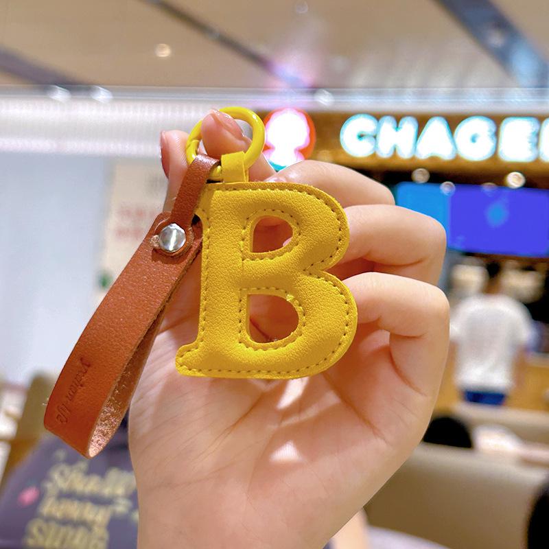 Customizable Leather Letter Keychain Pendant for Girls and Couples