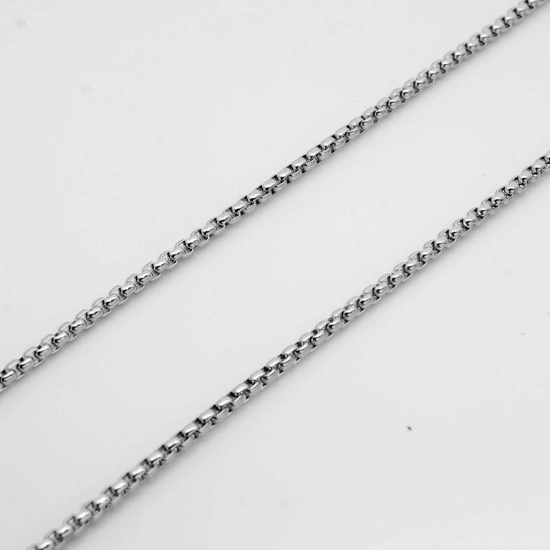 Titanium Steel Square Pearl Necklace with 3MM Chain for Men and Women - Versatile DIY Jewelry Accessory.