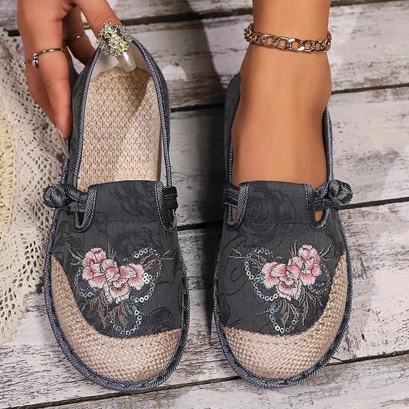 Colourful Embroider Flowers Soft Sole Shoes Women Patchwork Big Size Casual Shoes Comfort Light Spring New Ladies Walking Shoes