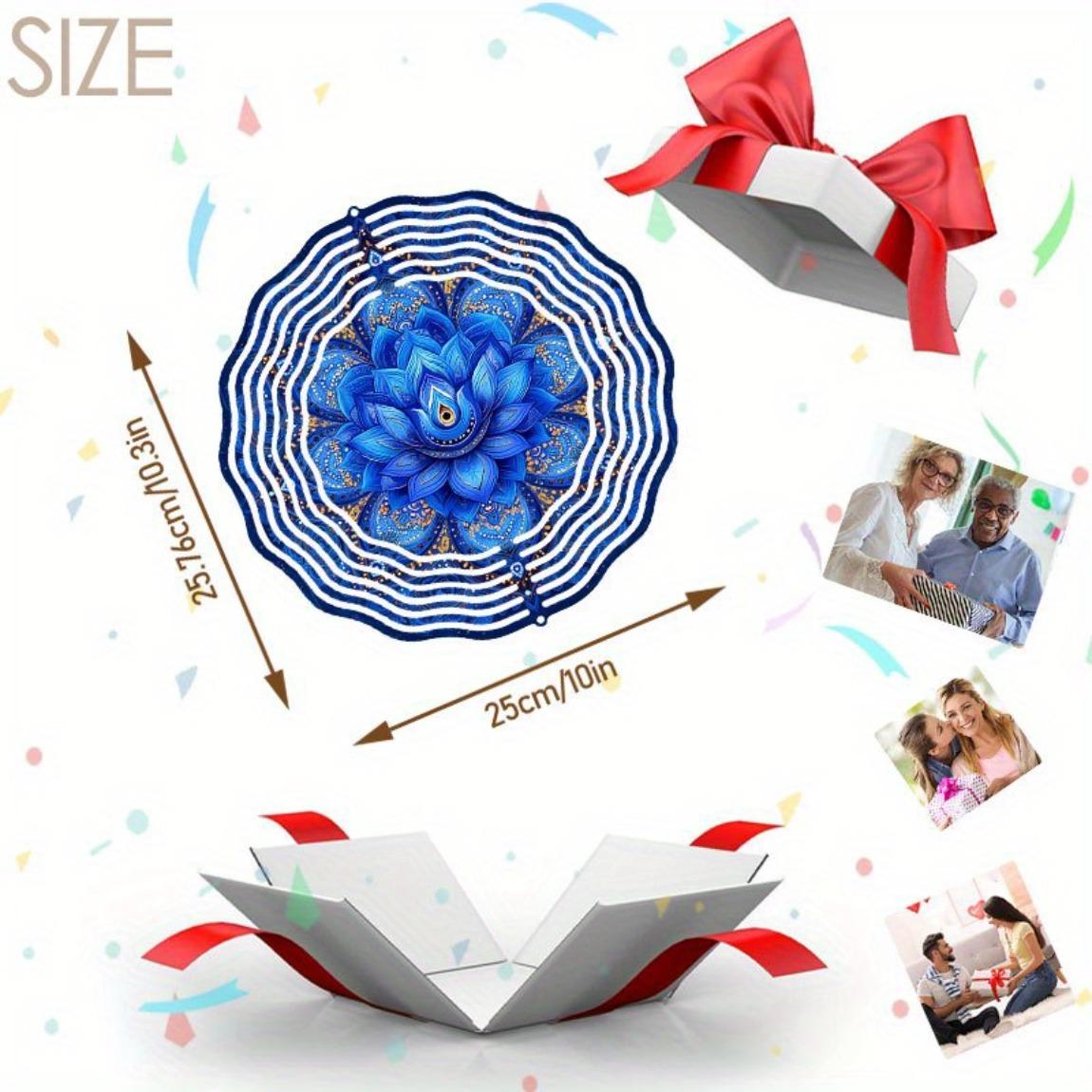 

Металлическая ветряная мельница, садовый декор, синяя мандала лотоса, подвесной ветряной спиннер, украшение для улицы, двора, балкона, не требует электричества, простая установка 01A