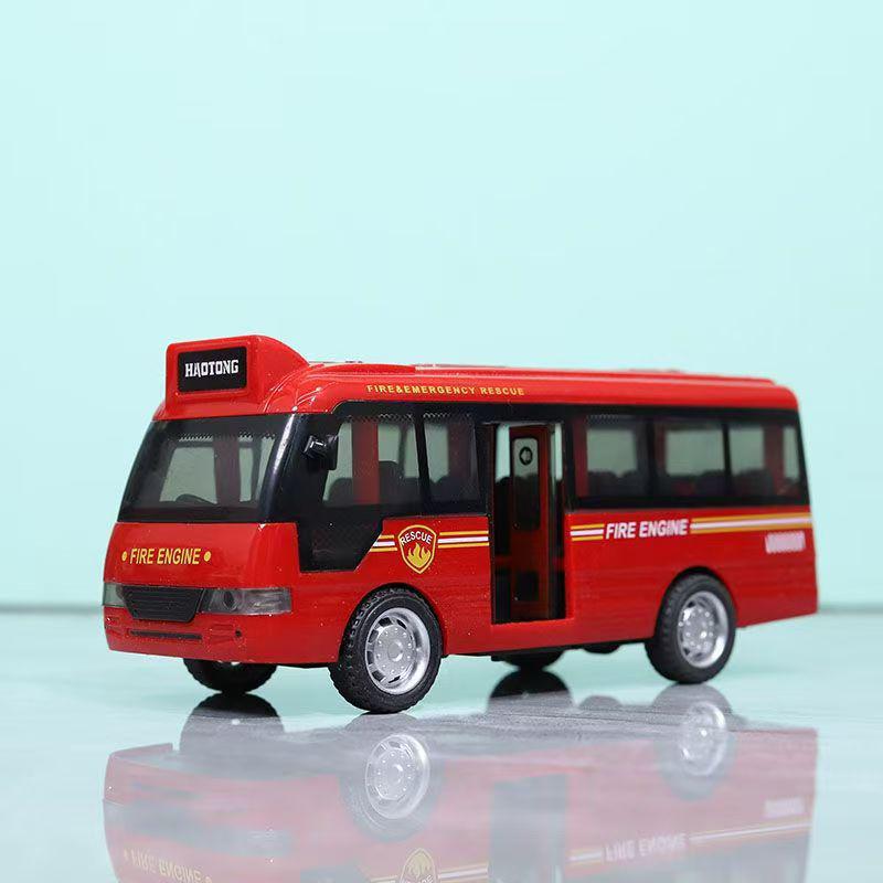 Children's Double-Decker Bus Toy: Convertible Police/Sightseeing Model with Openable Doors, Sound, Light & Inertial Motion