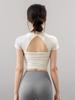 New Fitness Yoga Top with Chest Pads, Short Sleeves, Beautiful Back Design, Breathable, Quick-Dry, Slimming, Suitable for Pilates and Running, Autumn