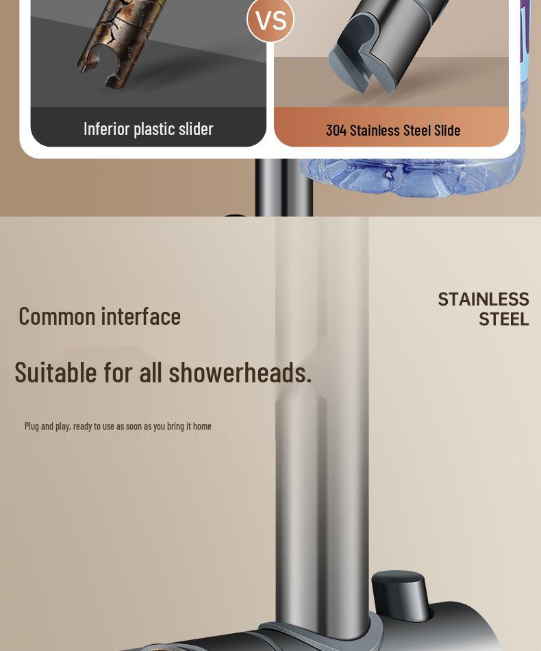 Punch-Free Stainless Steel Shower Head Holder Set