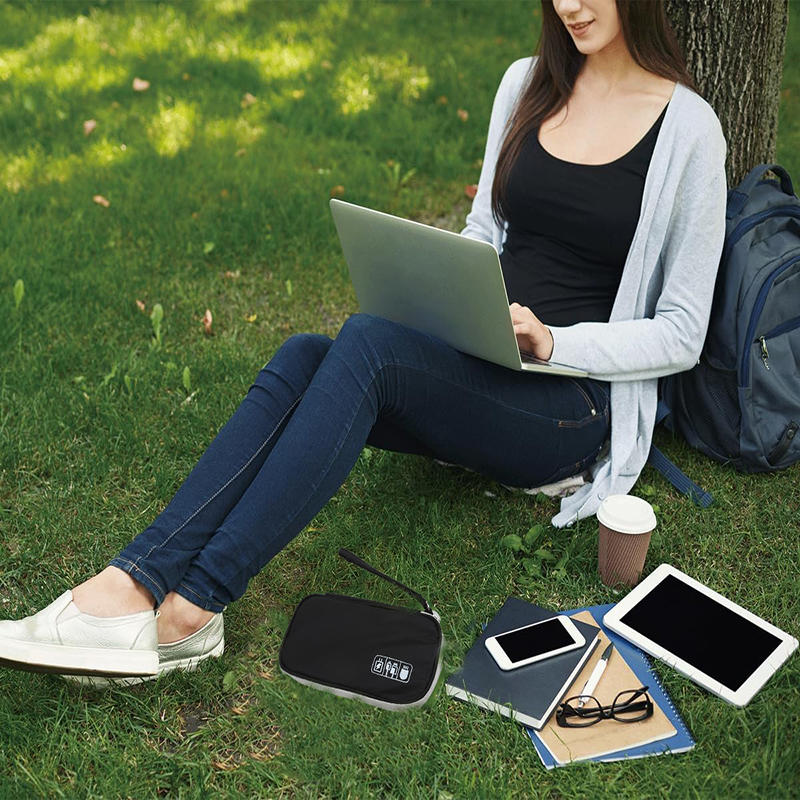 Data Cable Storage Bag Waterproof Travel Organizer Bag Portable Carry Case Double Layers Storage Bag for Cable Cord USB Charger