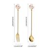 4Pcs Stainless Steel Dessert Spoon Fork Long Handle Coffee Stirring Spoons Cats Teaspoon for Dessert Milkshakes Salad