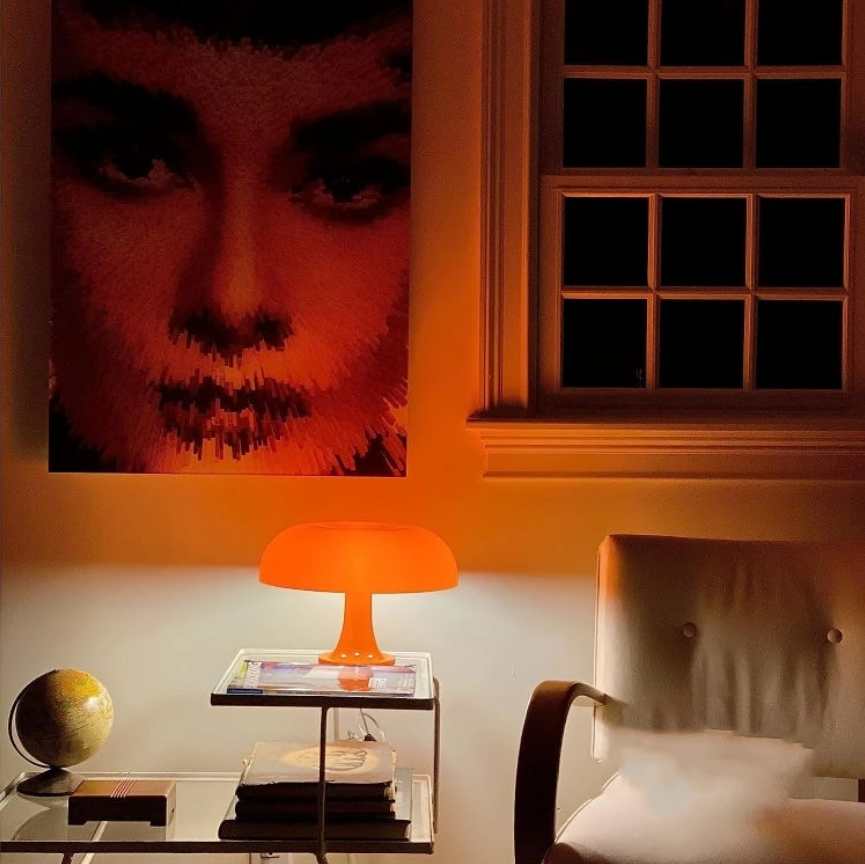 LED Mushroom Table Lamp, USB Modern Retro Bedside Lamp, 3 Color Temperatures, Dimmable Night Light, Orange, 33 X 22 Cm