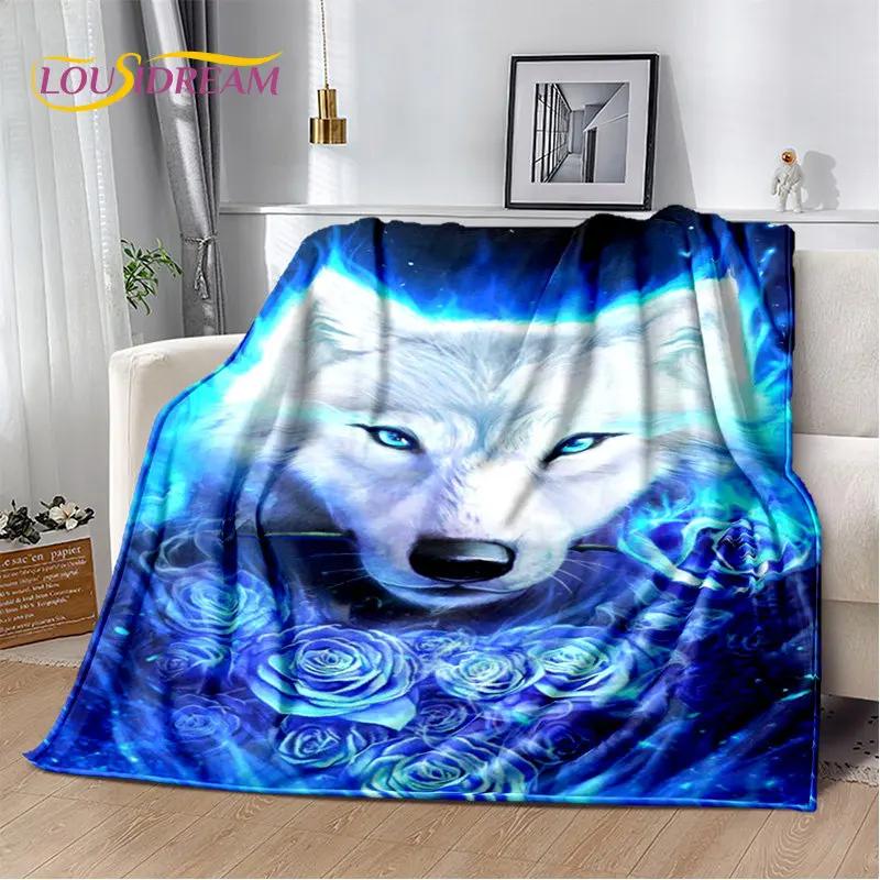 3D-Cartoon-Tiger, Wolf, Löwe, Leopard, Tier, Plüschdecke, Flanelldecke, Überwurf, Decke für Wohnzimmer, Schlafzimmer, Bett, Sofa, Picknick