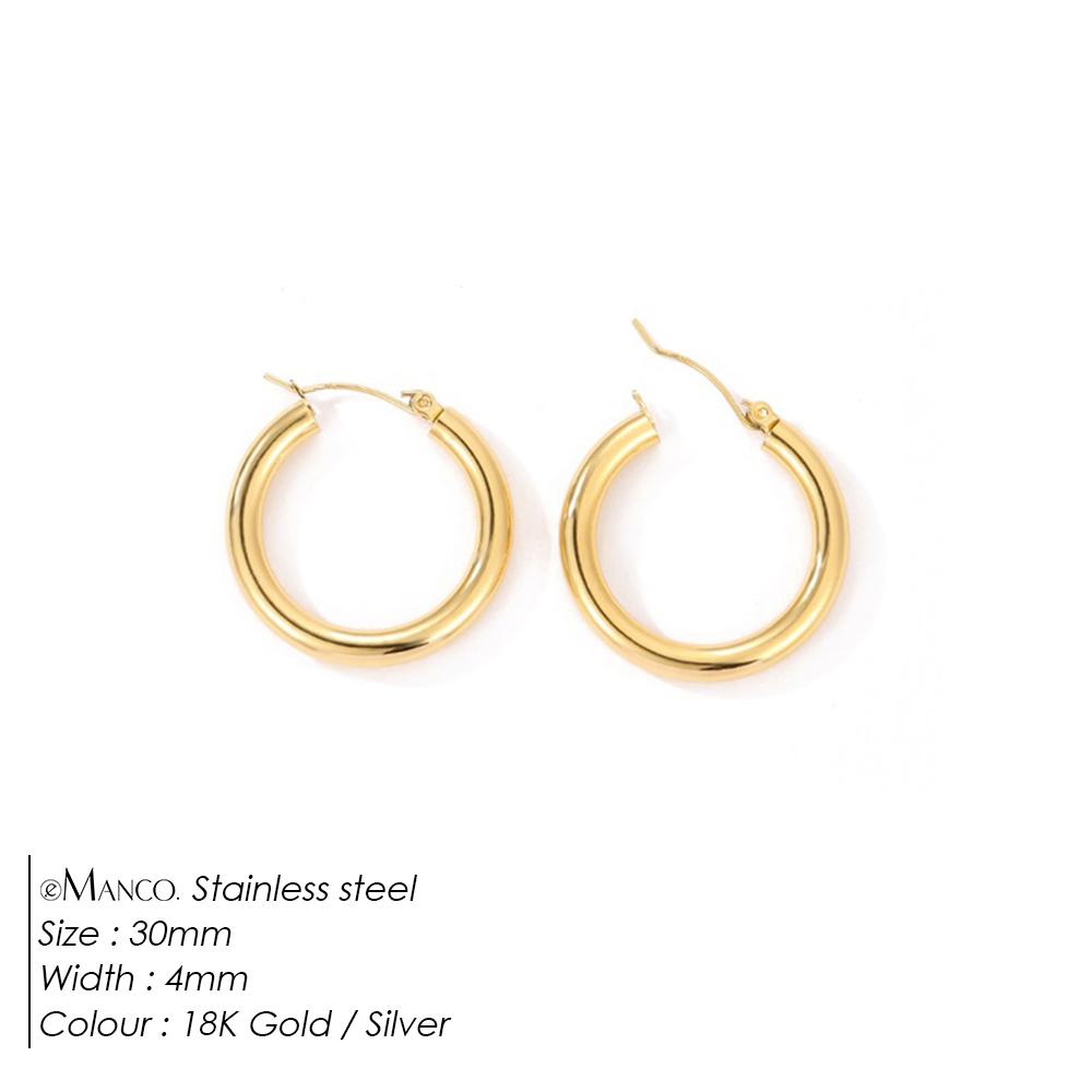eManco Fashion Gold Size Circle Earrings Women's Jewelry Accessories Classic Stainless Steel Earrings Wholesale