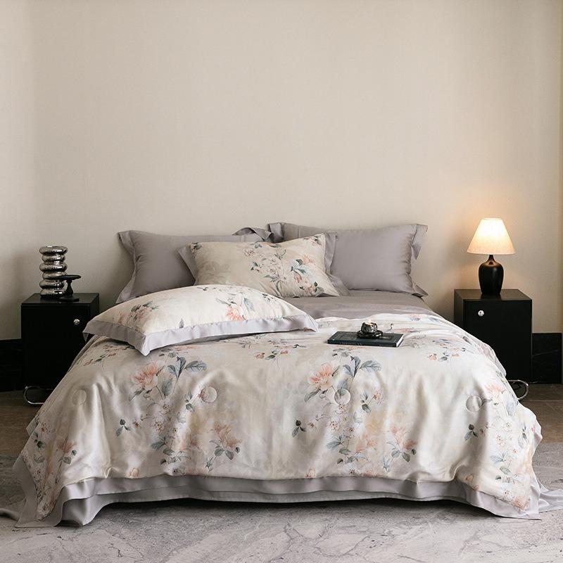 Luxury 100% Lyocell Tencel Summer Quilt Set Four-Piece Air Conditioning Quilt High-End Sensation A-Class Baby-Friendly Bedding