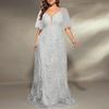 Elegant Deep V Lace Evening Dress - Bridesmaid & Party Ready