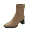 Fashion Autumn Winter Square Toe Slim Women Ankle Boots Street Style Party Short Plush Shoes High Heel Short Botas Mujer